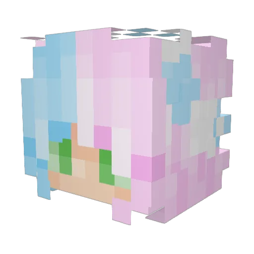 w______________w Minecraft avatar head, 3D render