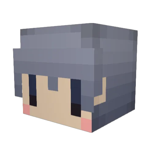 wakaba_R Minecraft avatar head, 3D render
