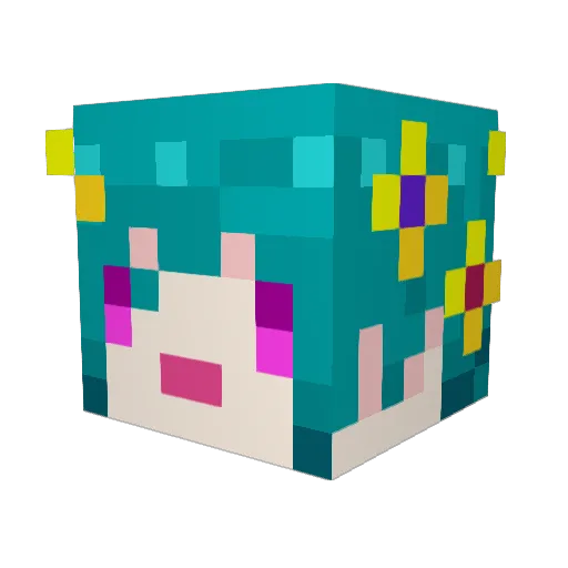 wakanome Minecraft avatar head, 3D render