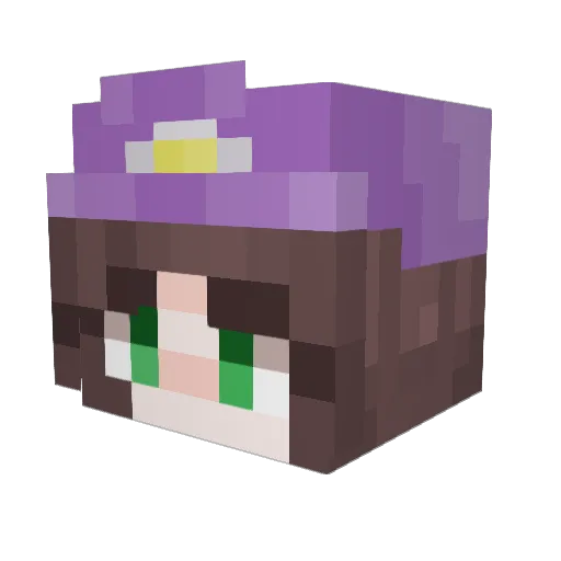 waluigia Minecraft avatar head, 3D render