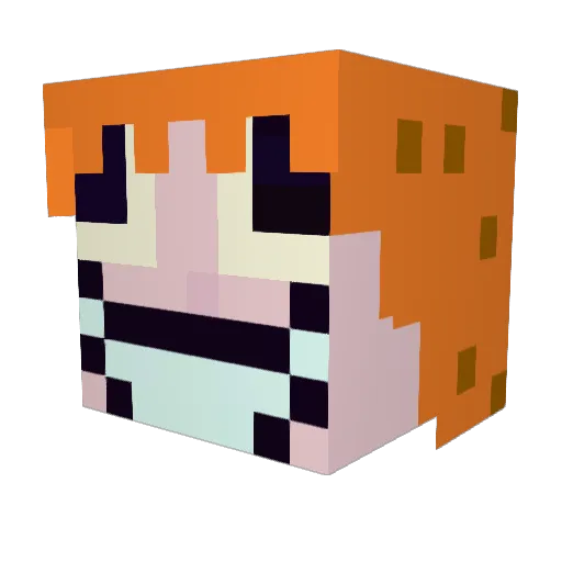 wanque Minecraft avatar head, 3D render