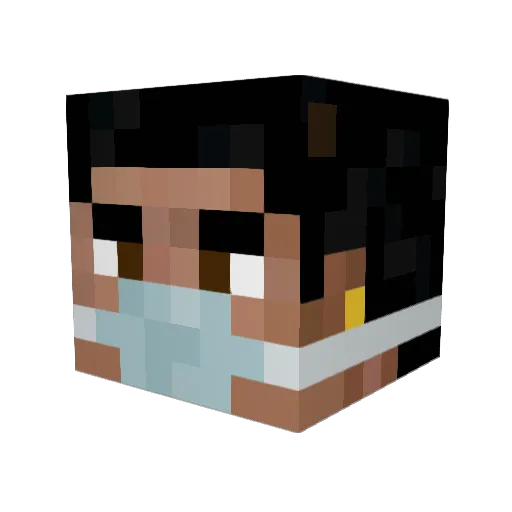 wasabiface Minecraft avatar head, 3D render