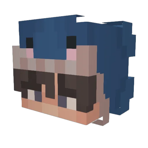 whaletal Minecraft avatar head, 3D render