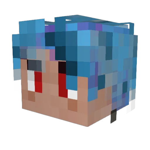 with_Sky_ Minecraft avatar head, 3D render