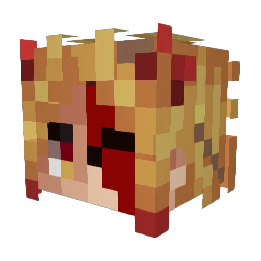 wlossy Minecraft avatar head, 3D render