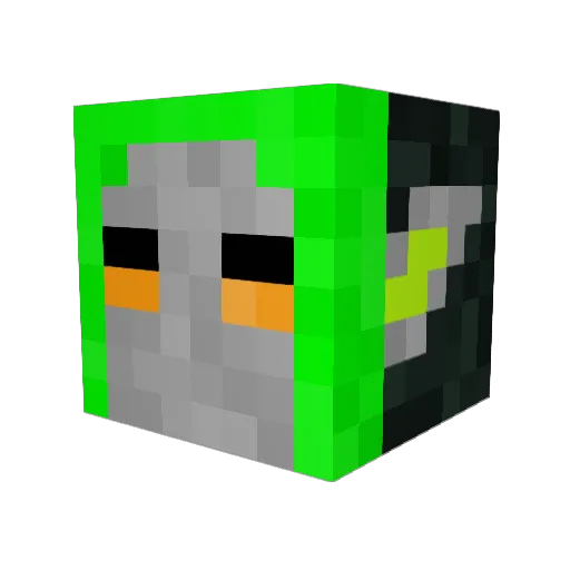 wormslime Minecraft avatar head, 3D render