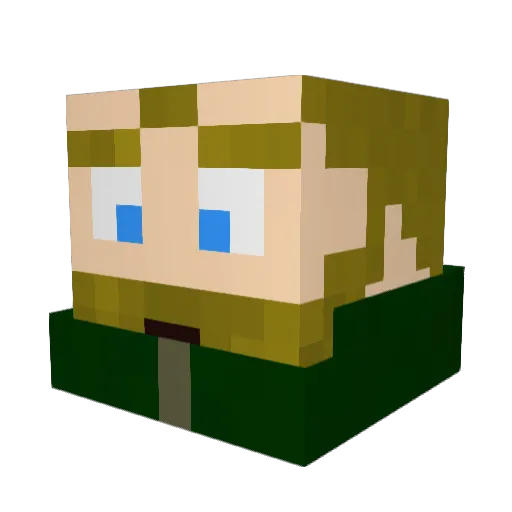 wraag Minecraft avatar head, 3D render