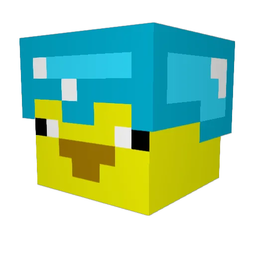 x2bat Minecraft avatar head, 3D render