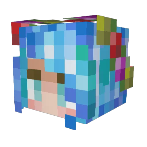 xAnother Minecraft avatar head, 3D render