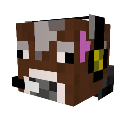 xCow Minecraft avatar head, 3D render