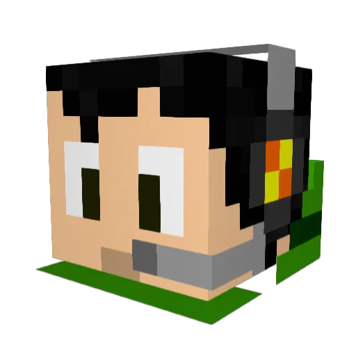 xiao44 Minecraft avatar head, 3D render