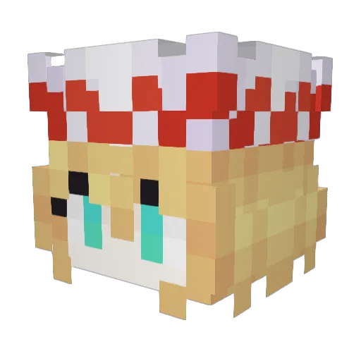 xiaobuji Minecraft avatar head, 3D render