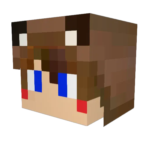 xiaojiangV Minecraft avatar head, 3D render