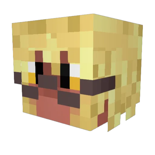 yellow64_ Minecraft avatar head, 3D render