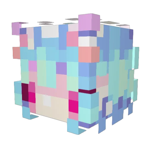 yeoubipink Minecraft avatar head, 3D render