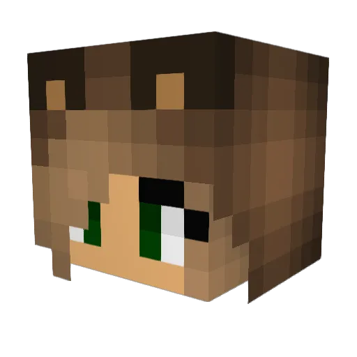 yu7ki Minecraft avatar head, 3D render