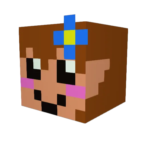 yuinaina Minecraft avatar head, 3D render