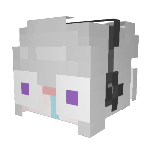 yunaai Minecraft avatar head, 3D render