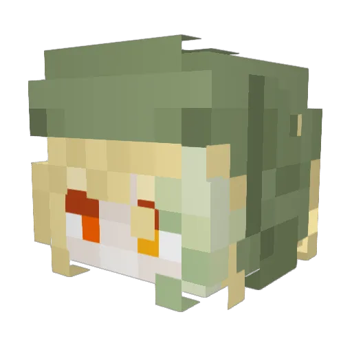 yururudot Minecraft avatar head, 3D render