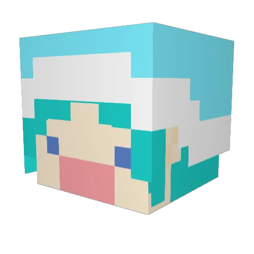 yuzupippi Minecraft avatar head, 3D render