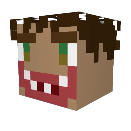 zeleznica Minecraft avatar head, 3D render