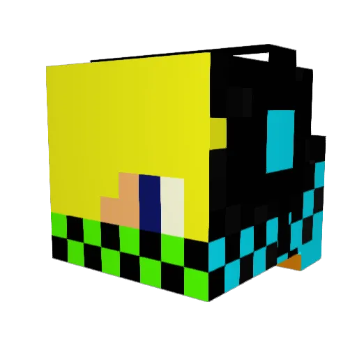 zipflying Minecraft avatar head, 3D render