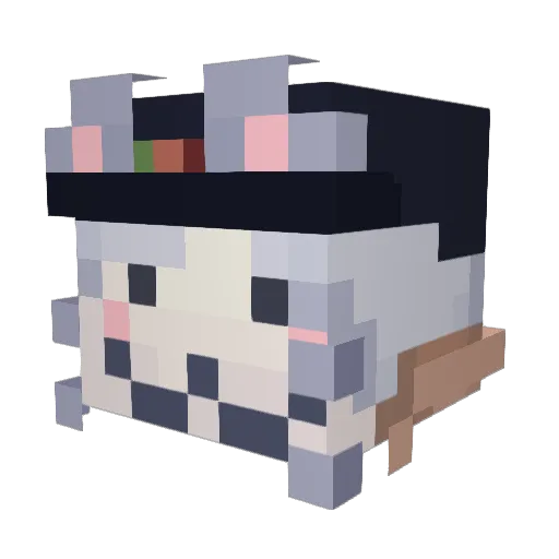 zircat Minecraft avatar head, 3D render
