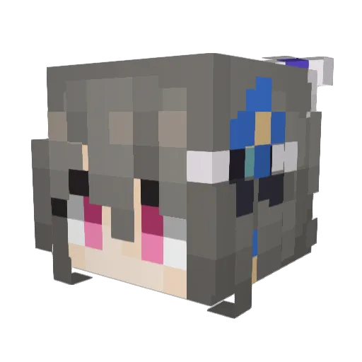 zuiKatsu Minecraft avatar head, 3D render