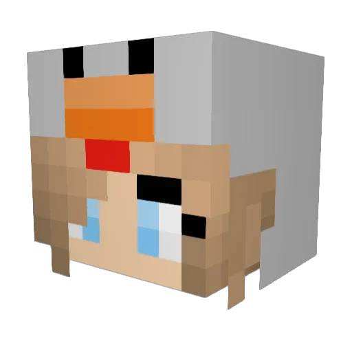 zwartwit Minecraft avatar head, 3D render
